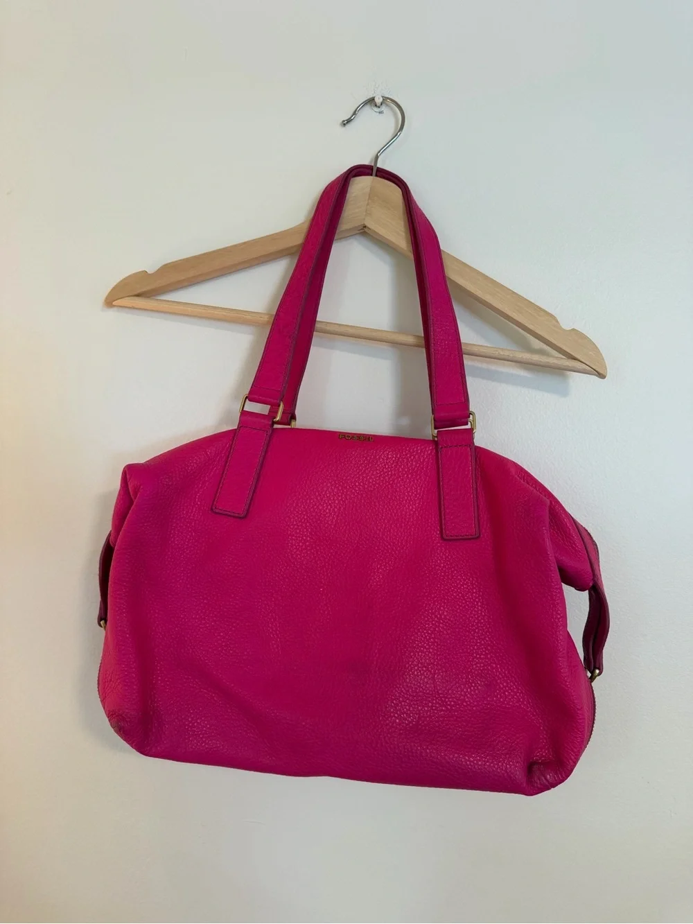 Fossil Hot Pink Fuchsia Pebbled Leather Satchel